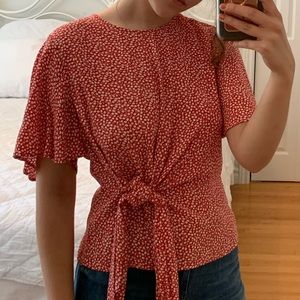 H&M, Size 2, Floral Tie-Blouse